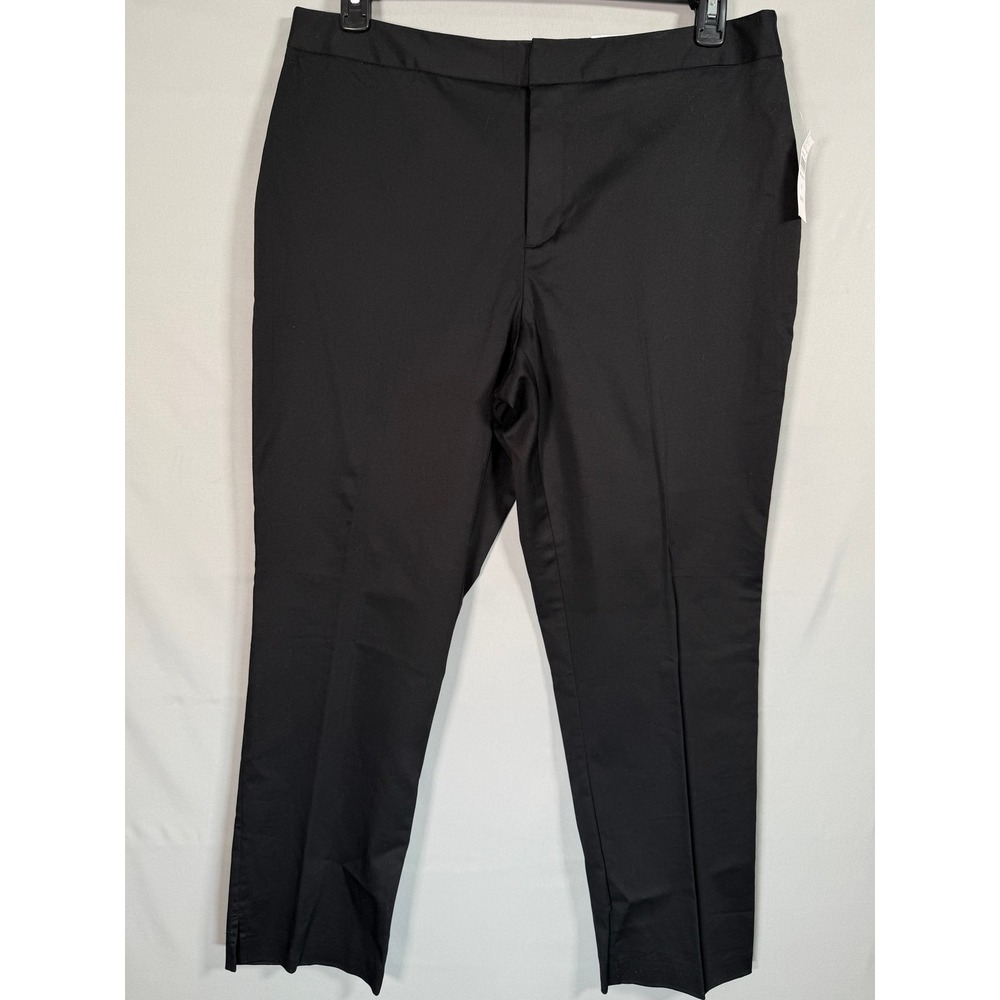 Coldwater Creek Black Sateen Ankle Pants Natural Fit Cotton Stretch Size 16 NWT
